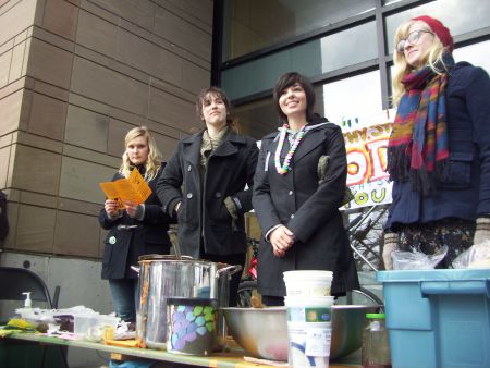 The Loaded Ladle's free food serving at Dalhousie. (Left to right) Hayley Atkins, Kaitlin Moore, Ciarra Glass, Marlee Bygate