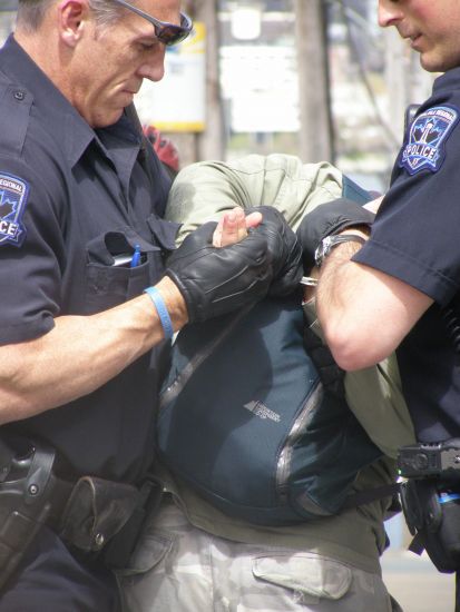 Police made three arrests during May Day activities in Halifax.  Photo: Rosie Oilfoot
