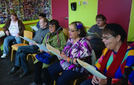 Shining Lights, a choir for low-income and homeless people meets for weekly practice.  Photo Mark Rendell