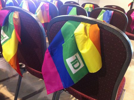 Rainbow flags, with TD logo. But what are sponsors doing for the community throughout the year? Photo Rebecca Rose