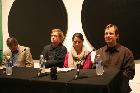 A panel of local scientists looked at the state of science in universities and government. From left to right: Ian Stewart, Kings College; James Drummond, Dalhousie; Cathy Conrad, Saint Mary's; and Tom Duck, Dalhousie.  Photo Robert DeVet