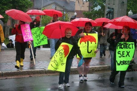 In 2014 sex workers and their allies took to the street to protest Bill C-36. Recent arrest of 27 johns in Sydney, Cape Breton, under that legislation will further endanger sex workers, one advocate fears. Photo Robert Devet