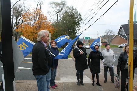 Members of the Nova Scotia Union of Government and General Employees (NSGEU) joined the rally in solidarity. Photo Robert Devet 