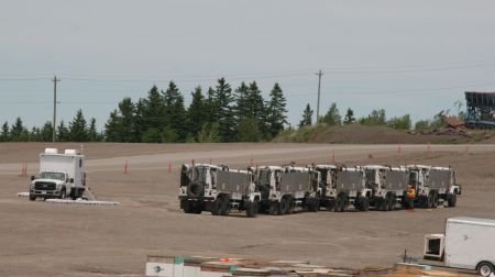 SWN's not thumping. Equipment sits parked in Moncton rock quarry. [Photo: M. Howe]