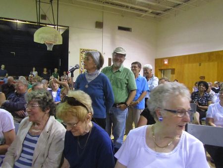 Several hundred people voiced their opposition to the widening of Bayers Road at a community meeting on September 14.  Photo: Jim Guild 