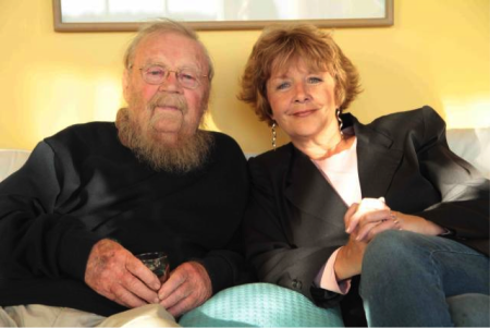 Mary Gorman, shown here with writer Farley Mowat, has been a tireless defender of the Gulf of St. Lawrence for a long time.  But the threat of new initiatives by Newfoundland and Quebec have her worried. Photo SOSS 