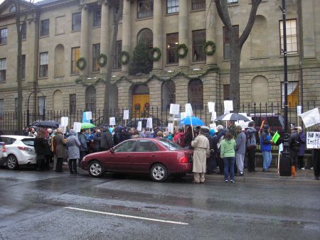 Rally outside Provincial Legislature. [Photo: Robert Devet]