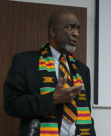 Rocky Jones addresses a crowd at Dalhousie University in Halifax in February. (Hillary Lindsay photo)