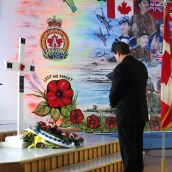 Mayor John Morgan, after laying a wreath for workers injured or killed on the job on behalf of the Cape Breton Regional Municipality