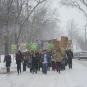 150 marched from the citidel toward Victoria park.