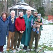 Round Hill residents are doing what they can to convince DNR not to allow clearcutting in their community. From left to right: Elizabeth Pelham, Tim Ruggles, Tina Usmiani, Elisabeth Bachem, Stewart Fotheringham, and Kieran. Photo Robert Devet