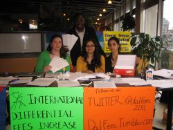 Jacqueline Murphy and fellow international students collect signatures for an open letter to the NS Minister of Advanced Education