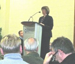 The Honourable Diana Whalen, Nova Scotia FInance Minister making her opening remarks at the January 21st public input session for the NS Tax Review in Halifax.