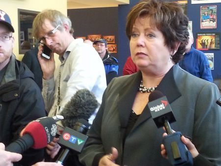 "This is a great day for labour," Joan Jessome, President of the NSGEU, told reporters. She was referring to today's Dorsey decision on Bill 1. Photo Robert Devet