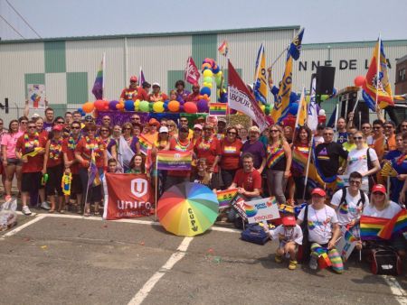 The Nova Scotia Federation of Labour contingent at Halifax Pride 2014. A video produced by union-hating Egg Films has union members and sympathizers very upset.  Halifax Pride and Labour have a shared history going back to the eighties, when the parade was still a march. Photo Tony Tracy 