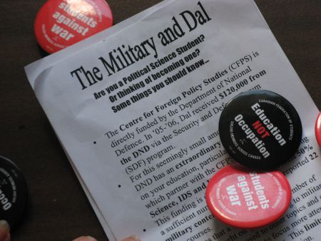 The Student Coalition Against War argues that any course that fulfills the security and defence content requirement should make its connections to the military explicit in course calendars.  Photo: Jane Kirby