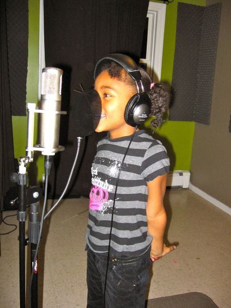 Ma'kay, 6, enjoys singing in the studio recording room but also has interests in producing.