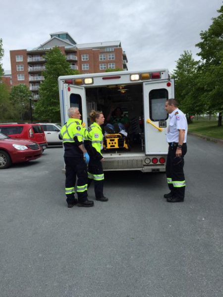 Yesterday a striking Halifax Water picketer was hit by an Irving-owned truck and taken by ambulance to the Cobequid Centre. Photo Twitter