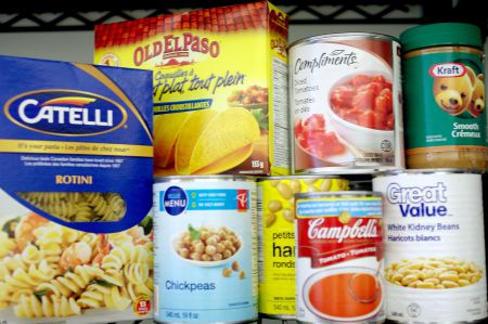 Food on the shelf at the Dalhousie Food Bank. Rising tuition fees and increasing cost of living are forcing Nova Scotia students to turn to food banks. ‘I work full time all summer I barely scratch the surface of those costs.’ Photo contributed