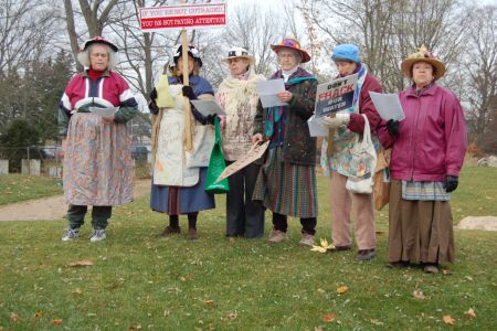 The Raging Grannies were a hit with their Anti-Fracking song, sung to the melody of I'se the B'ye. They also came back and ended the speakers corner part of the rally.