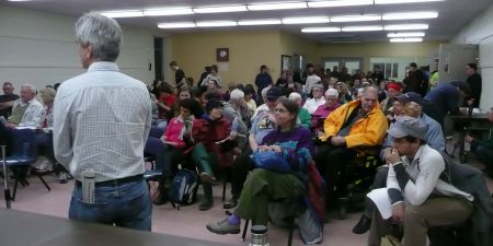 An information session on the homeless crisis draws a huge crowd.  Photo: Hillary Lindsay