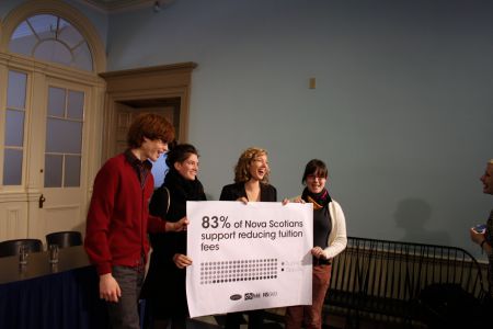 CFS activists pose with the results of the public opinion polling