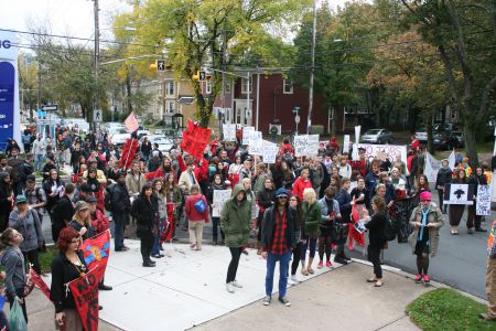 Hundreds rallied in Halifax in solidarity with the anti-shale gas protesters in Elsipogtog, New Brunswick.  All photos by Robert Devet
