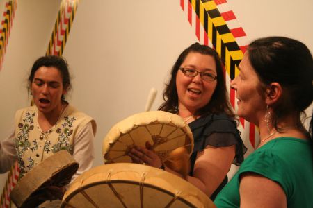 Members of the All Nations Drummers at the kick-off of this year's MayWorksHalifax Festival, ten days of celebration of the arts and resistance.  Photo Robert Devet