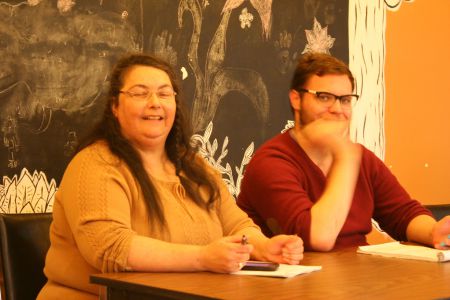 No money for food, rent, medication, shoes, and no help or empathy from Community Services, was the complaint of many at last weeks Town Hall on Income Assistance. Bonnie Barrett, Chair of ACORN NS, and Evan Coole of Dalhousie Legal Aid, were among the panelists. Photo Robert Devet
