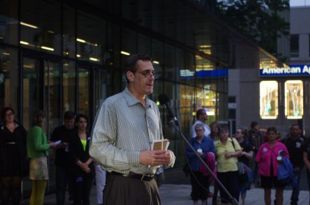 Halifax Pride International Candlelight Vigil keynote speaker, Stuart Milk, nephew of Harvey Milk and president of the Harvey Milk Foundation,"The fact that we are different is our strength!"