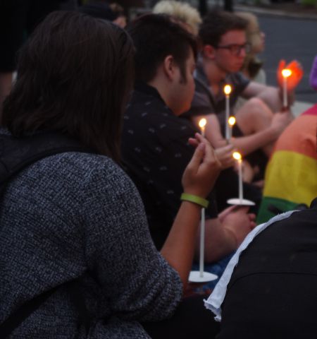 Candle lit at the Halifax Pride International Candlelight Vigil, Monday, July 20, 2015. [All photos: L. Shepherd]