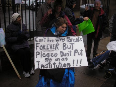 December 2012 rally at Province House. A Community Services initiative to address complaints is not moving as fast as was initially suggested.  Photo Robert Devet