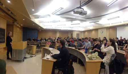 OUTLaw speaking at the Case Against Trinity Western by Professor Elaine Craig at Schulich School of Law. Photo: Sylvie Okros