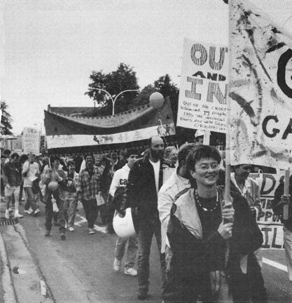 Spectators hurled angry insults at 1988 Pride Parade participants (Photo courtesy of Chris Aucoin). One session of the conference is dedicated to stories from the LGBTQ, Women’s and Indigenous Decolonization movements.  
