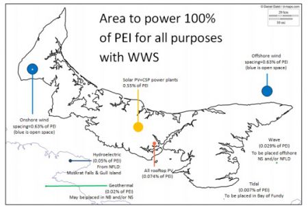 Possible renewable energy sources on Prince Edward Island. Actual locations will differ. (Map: Matthew McCarville)