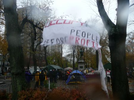 Occupy NS temporarily relocated to Victoria Park out of respect for veterans.