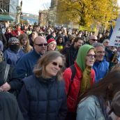 Hundreds packed Parade Square in solidarity with Occupy NS participants who were evicted from Victoria Park on Remembrance Day.  Fourteen people were arrested on November 11. Photo: Lesley Thompson