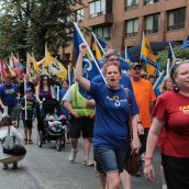 Close to 500 people attended Halifax Labour Day celebrations and marched through downtown. Photo Simon de Vet