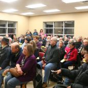 Major cuts at Canada Post and the implementation of community mail boxes had not just postal workers upset. Rallies and town hall meetings, like this one in Dartmouth in January, were held throughout the year.  Photo Robert Devet