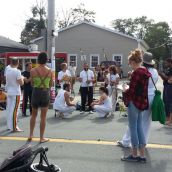 Capoeira demonstration near Charles Street. 