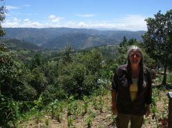 Author Cathy Gerrior in the Guatemalan highlands. (Grahame Russell photo)