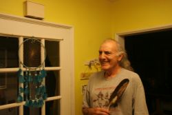Bill Lewis, at Home, with Eagle Feather