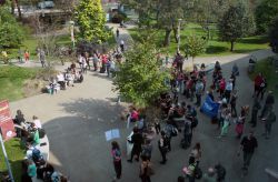 About 110 people attended the rally at SMU. (Photo by Hilary Beaumont)