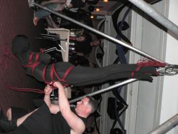 Kale and Kabe demonstrate rope suspension