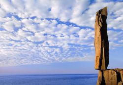 Photo credit of basalt shard "Balancing Rock" on the Bay of Fundy coastline: Copyright Stephen Patterson 